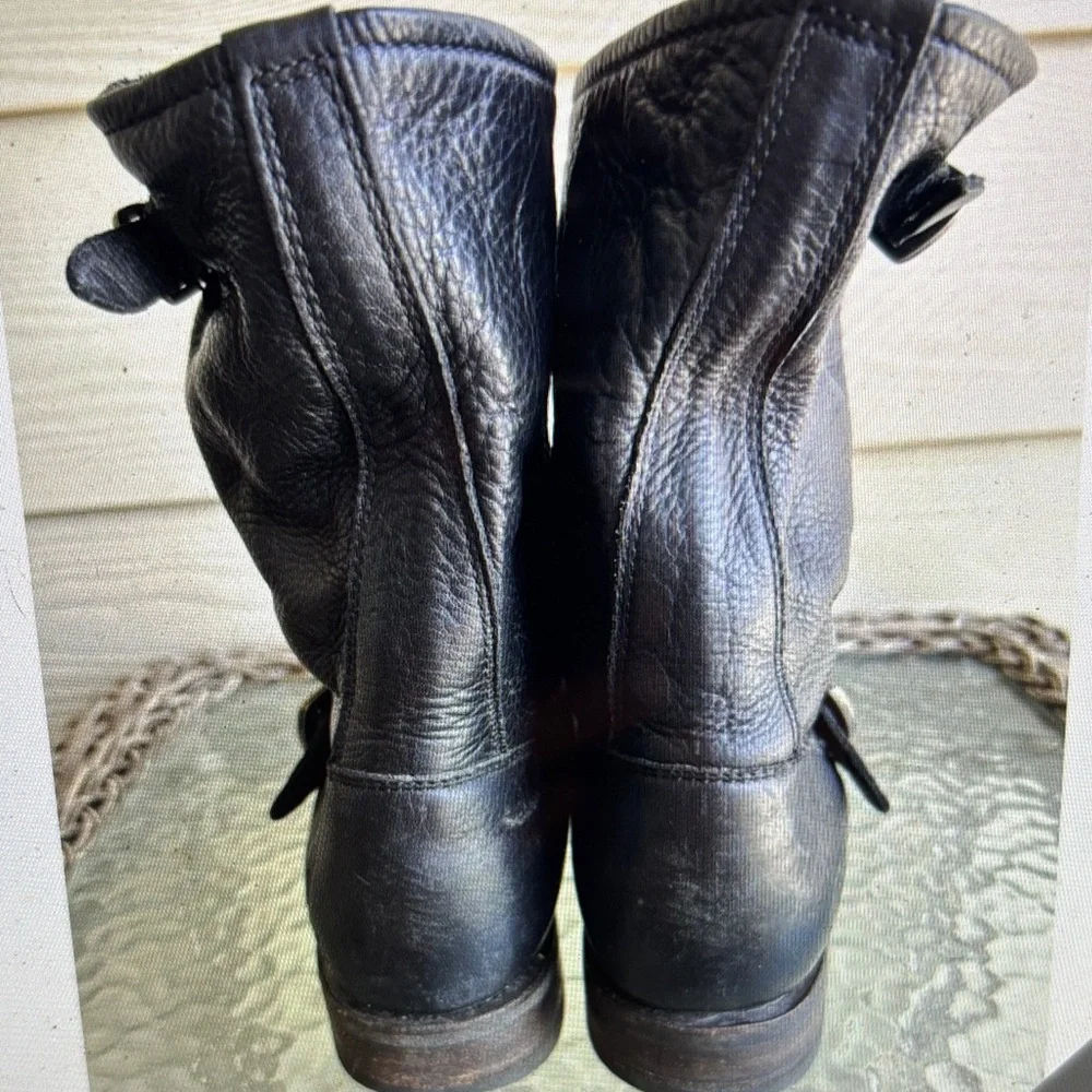 Black Leather Buckle Boots - Picture 8 of 8